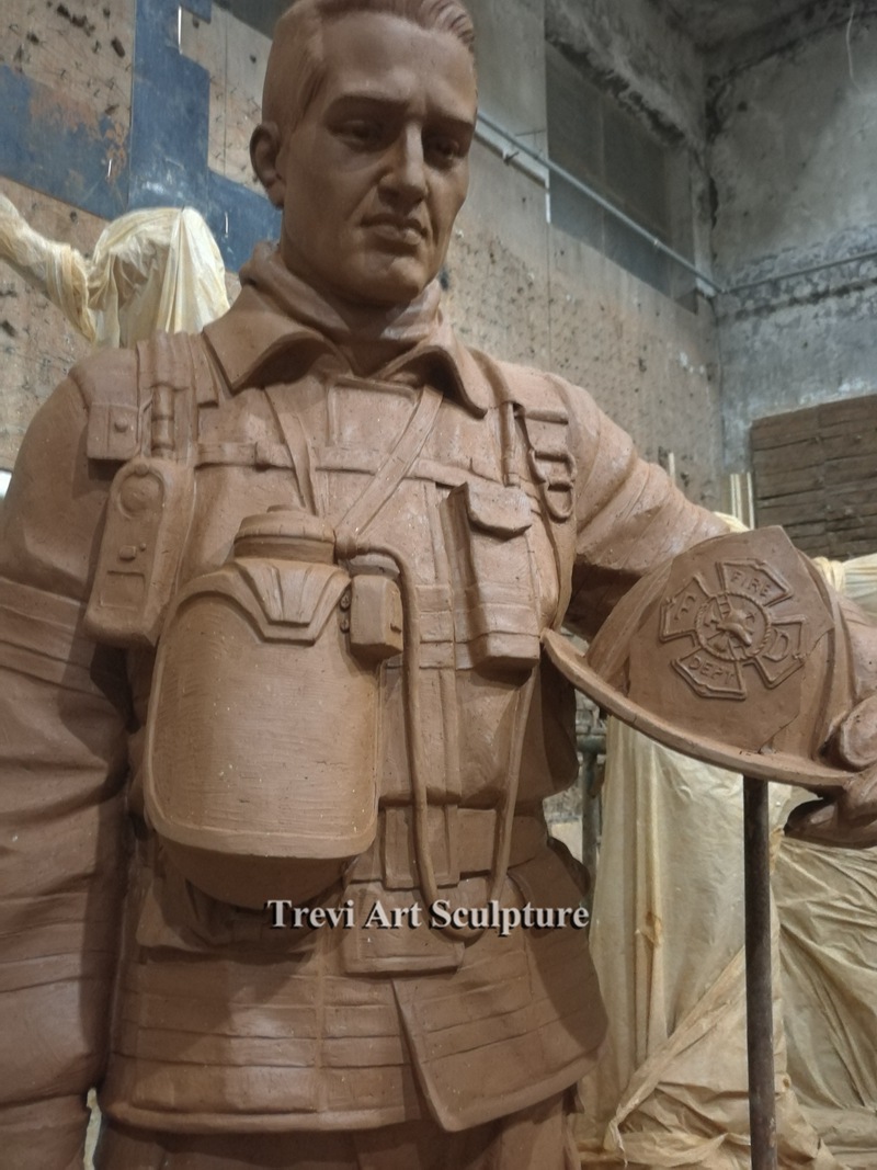 Standing-firefighter-statue-clay-model