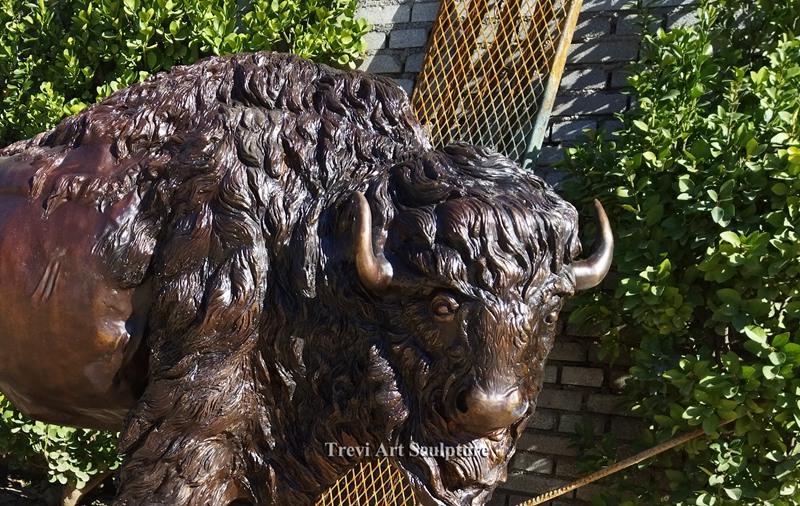 bronze bison bronze statue details