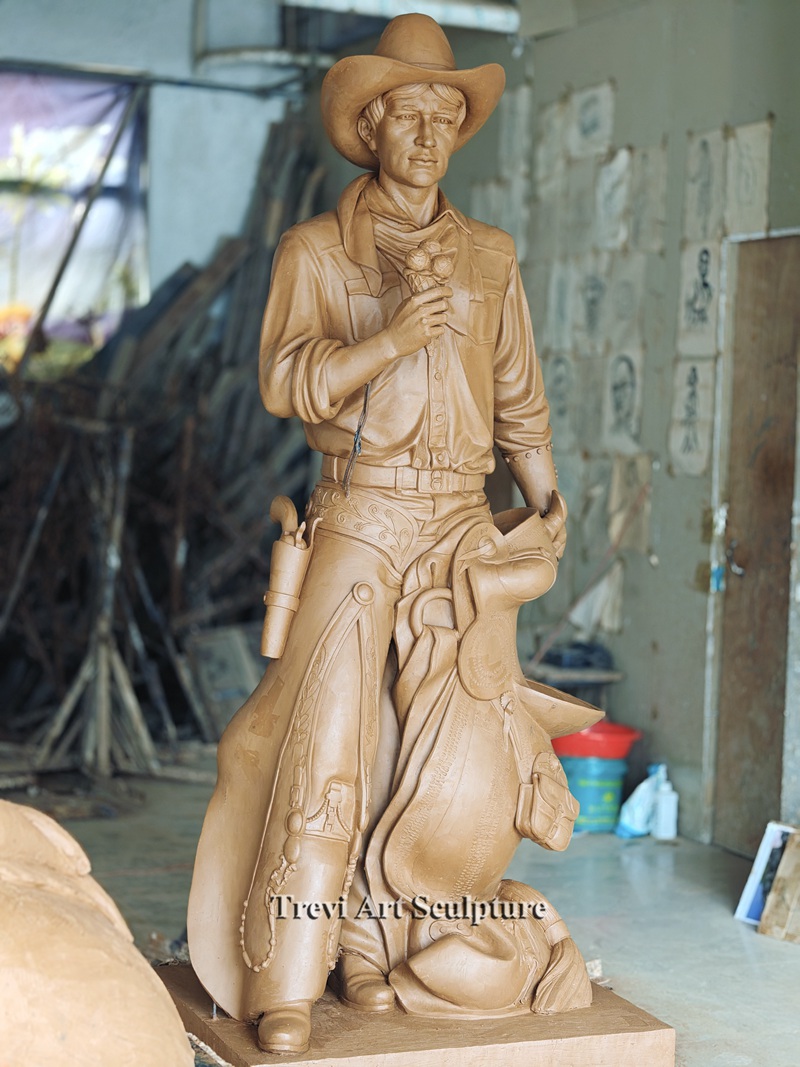cowboy statue clay model