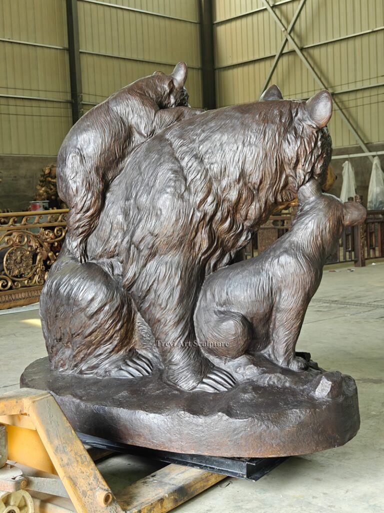 Bear Family Bronze Statue