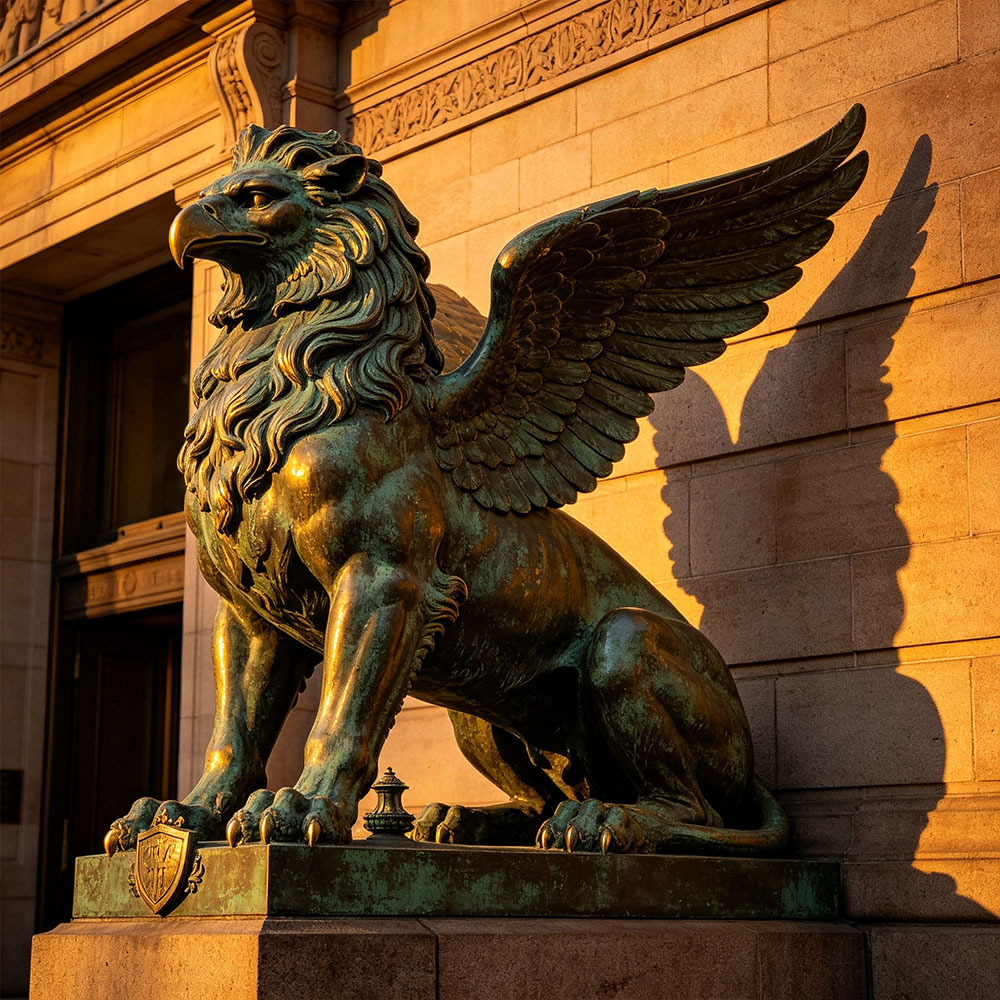 Bronze Griffin Statue – Mythical Guardian for Luxury Spaces