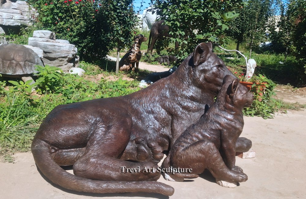 Bronze Lioness and cub Statues