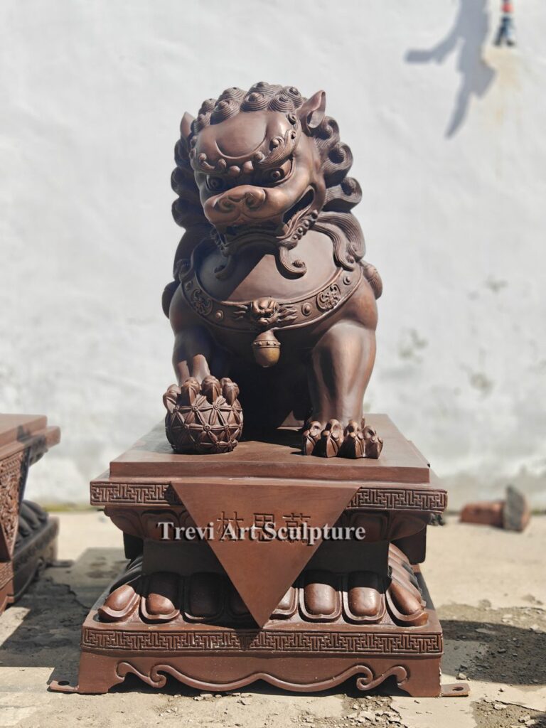 Chinese Bronze Lion Foo Dog sculpture
