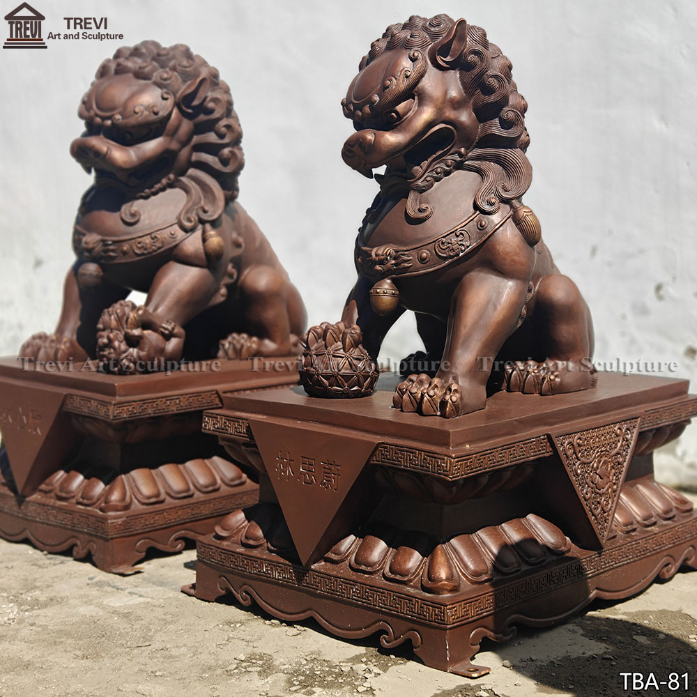 Chinese Bronze Lion Foo Dog statue