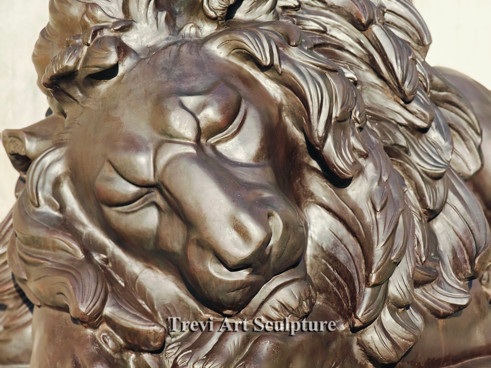 Large Bronze Sleeping Lion statue for Entrance Decor
