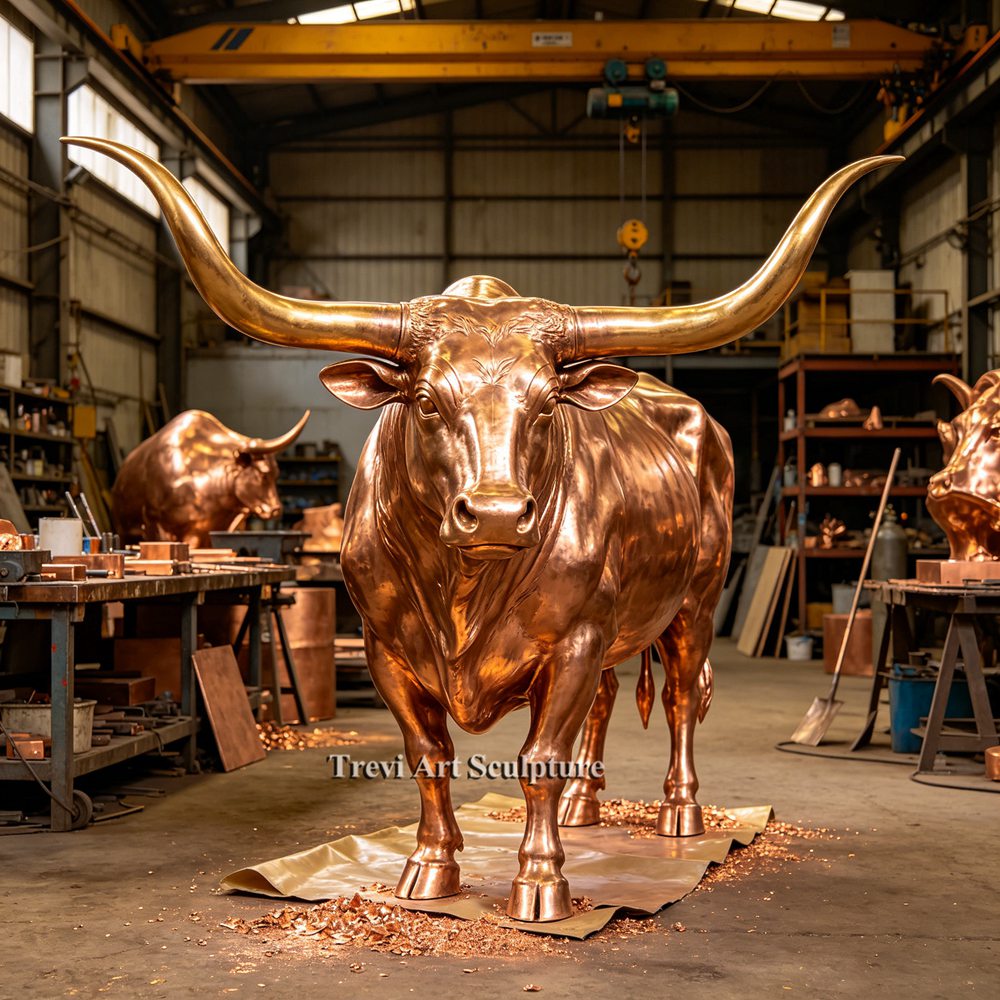Texas longhorn cow statue process