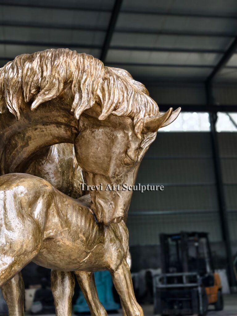 bronze Mare with Foal statue details