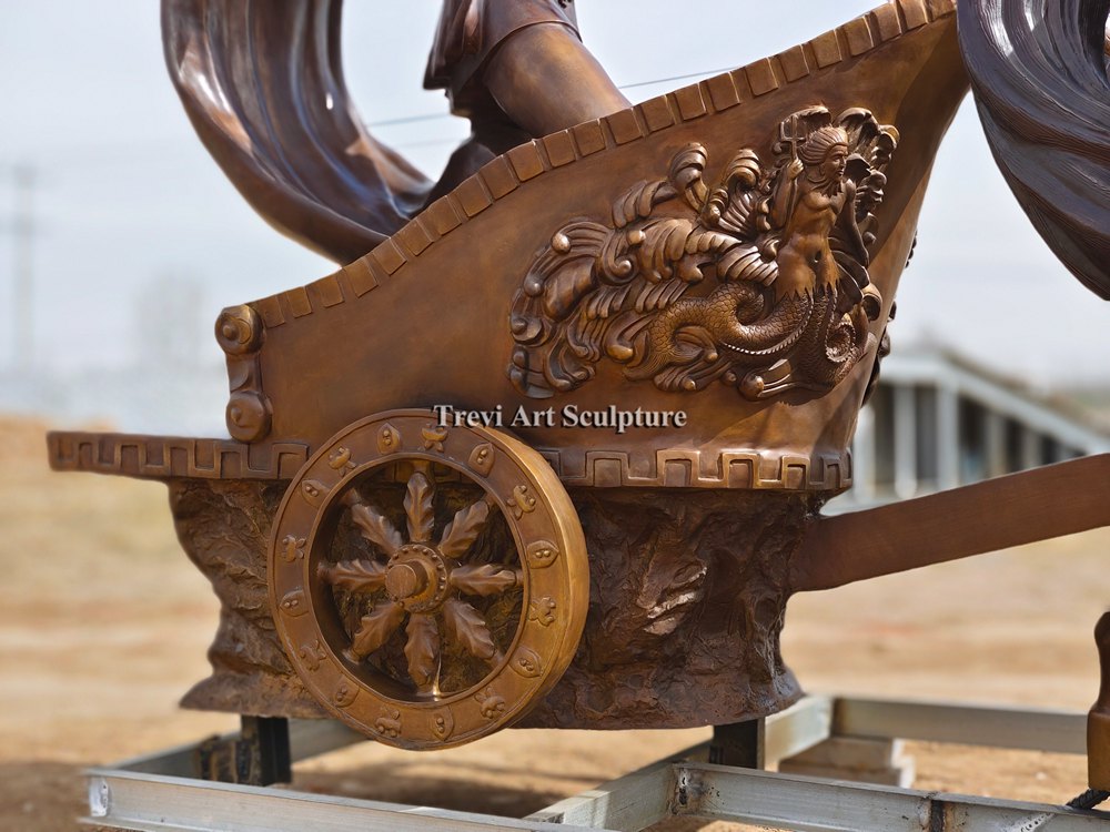 Cast Bronze Roman Chariot Sculpture details