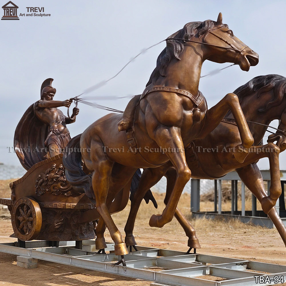 Cast Bronze Roman Chariot Sculpture