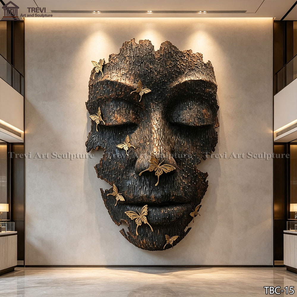 Contemporary Bronze Large Face Sculpture Art