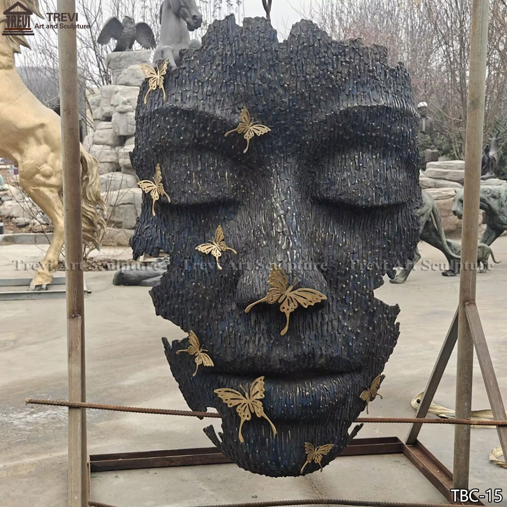 Contemporary Bronze Large Face Sculpture wall Art