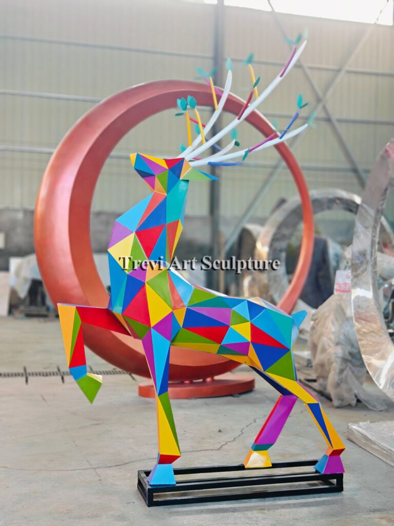 colorful metal deer statue