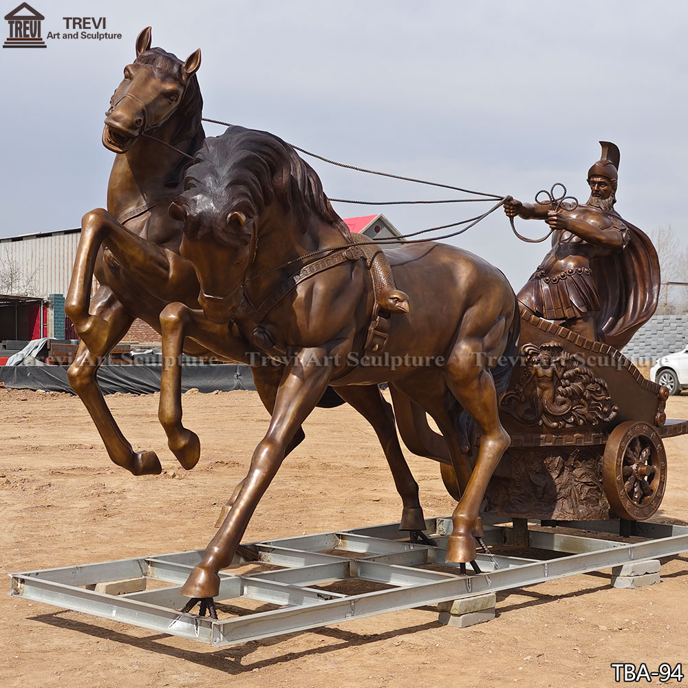 grant Cast Bronze Roman Chariot Sculpture