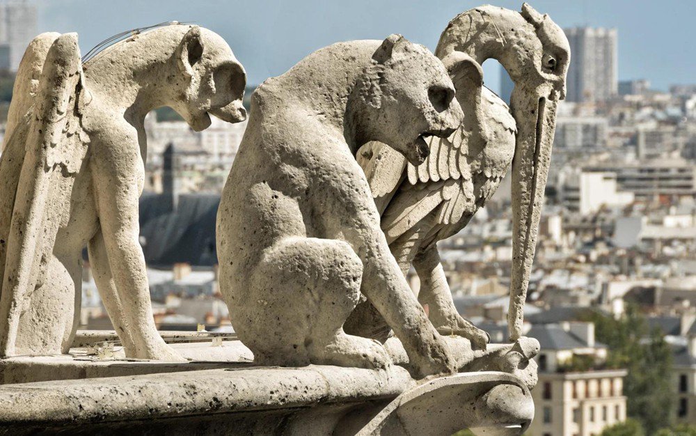 grotesque sculptures, Notre Dame Cathedral