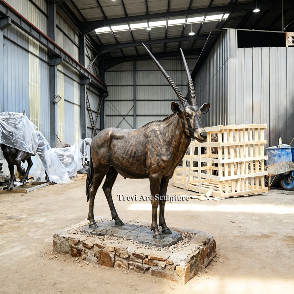 Life-Size Bronze Oryx Statue for sale