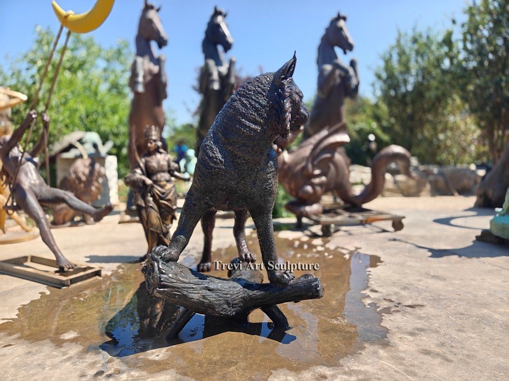 Majestic Bronze Bobcat Statue Mascot