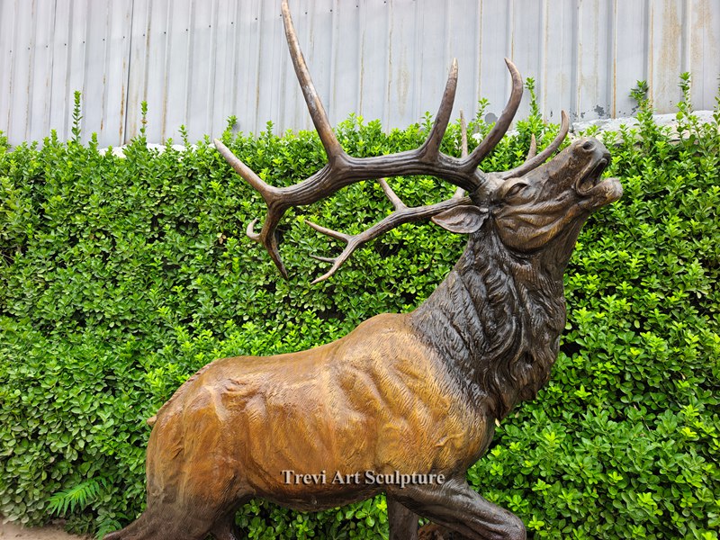 Side profile showing the antler span and modeling of a roaring bronze elk