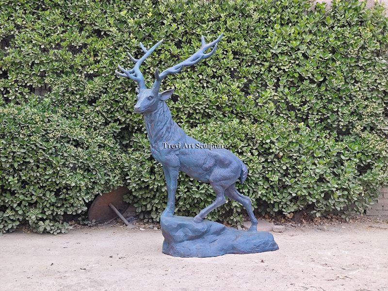 Finished bronze deer sculpture