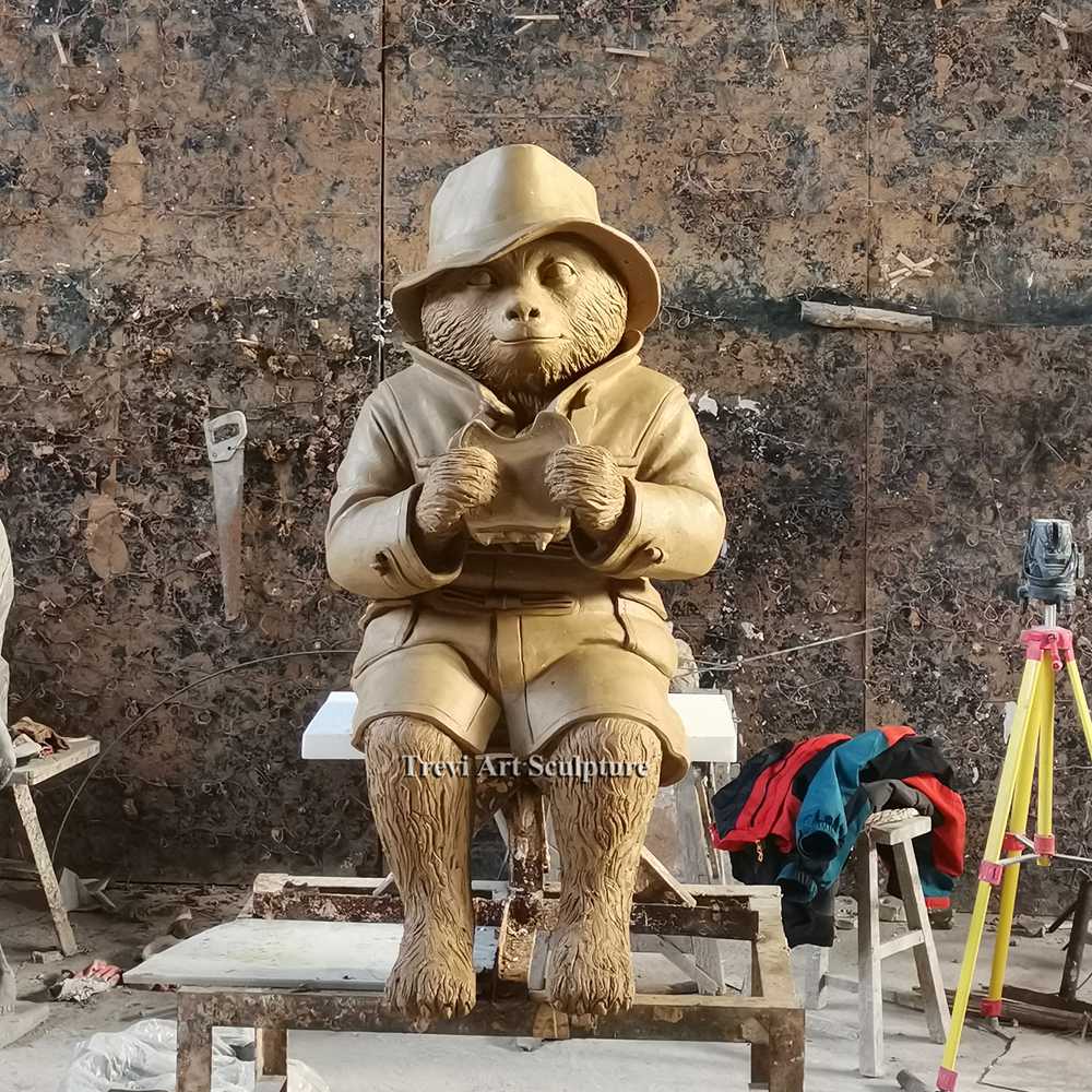 Seated Paddington Bear clay model in the workshop