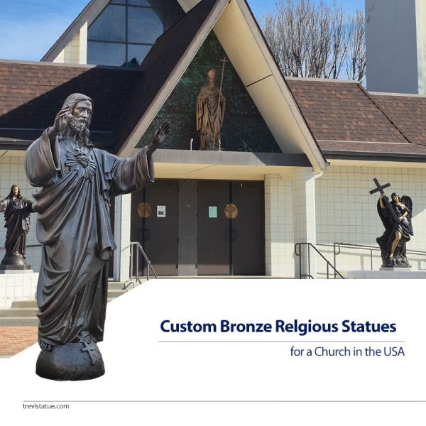 Custom Bronze Angel & Jesus Statues Project for a Church in the USA
